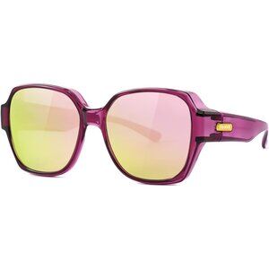 Women's Purple Frame Mirrored Pink Lens Stylish Oversized Fit-over Sunglasses